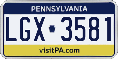 PA license plate LGX3581