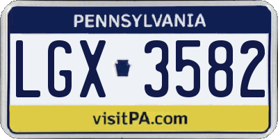 PA license plate LGX3582