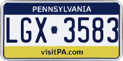 PA license plate LGX3583