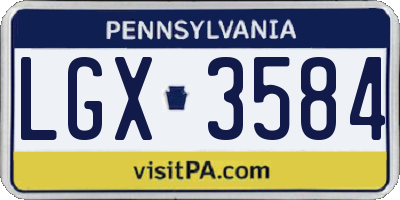 PA license plate LGX3584