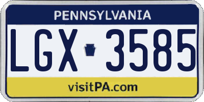 PA license plate LGX3585