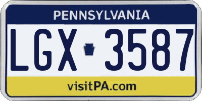 PA license plate LGX3587