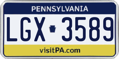PA license plate LGX3589