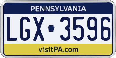 PA license plate LGX3596