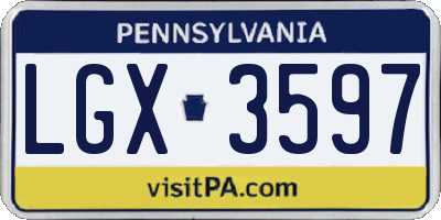 PA license plate LGX3597