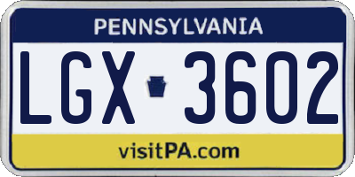 PA license plate LGX3602