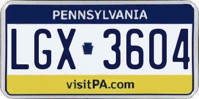 PA license plate LGX3604