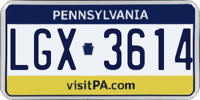 PA license plate LGX3614