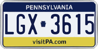 PA license plate LGX3615