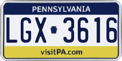 PA license plate LGX3616