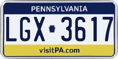PA license plate LGX3617