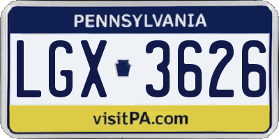 PA license plate LGX3626