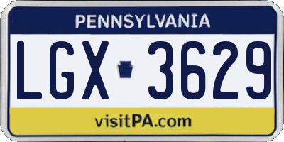 PA license plate LGX3629