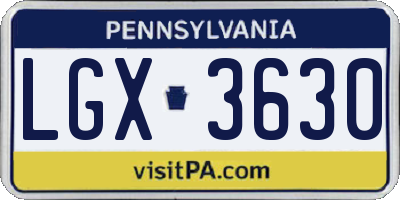 PA license plate LGX3630
