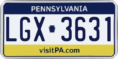 PA license plate LGX3631