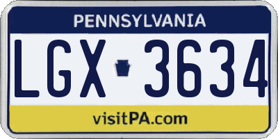 PA license plate LGX3634