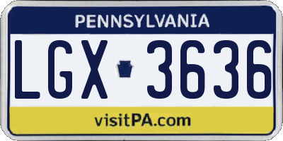 PA license plate LGX3636