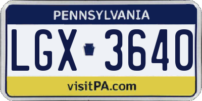 PA license plate LGX3640
