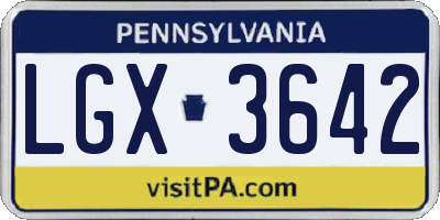 PA license plate LGX3642