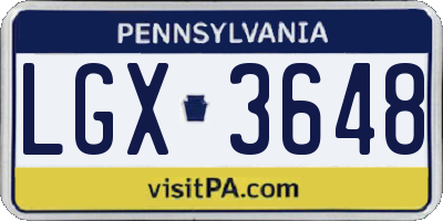 PA license plate LGX3648