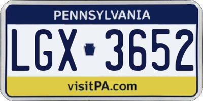 PA license plate LGX3652