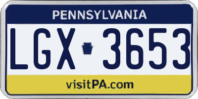 PA license plate LGX3653