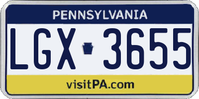 PA license plate LGX3655