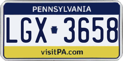 PA license plate LGX3658