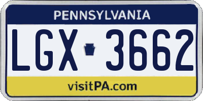 PA license plate LGX3662