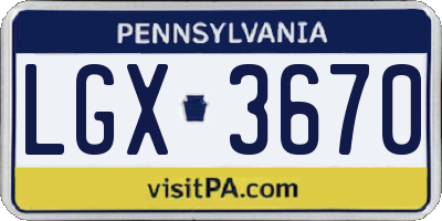 PA license plate LGX3670