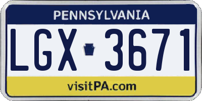 PA license plate LGX3671