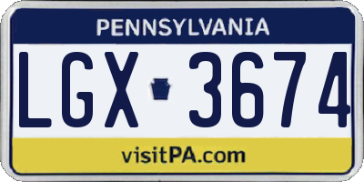 PA license plate LGX3674