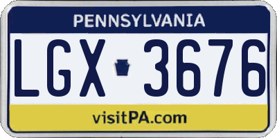 PA license plate LGX3676