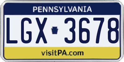 PA license plate LGX3678