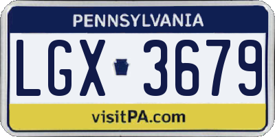 PA license plate LGX3679