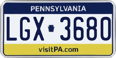 PA license plate LGX3680