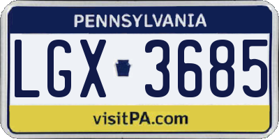 PA license plate LGX3685
