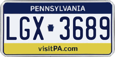 PA license plate LGX3689