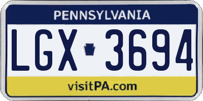 PA license plate LGX3694