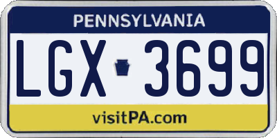 PA license plate LGX3699