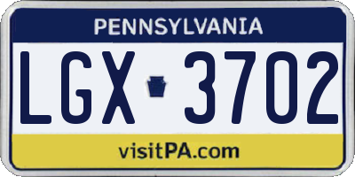 PA license plate LGX3702