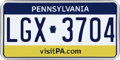 PA license plate LGX3704