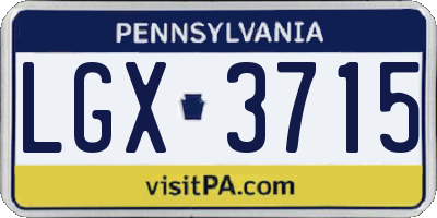 PA license plate LGX3715