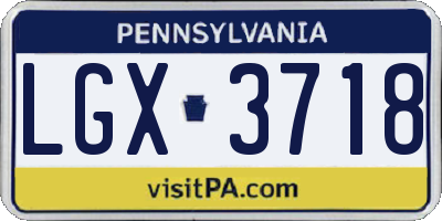 PA license plate LGX3718