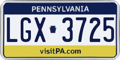 PA license plate LGX3725