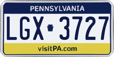PA license plate LGX3727