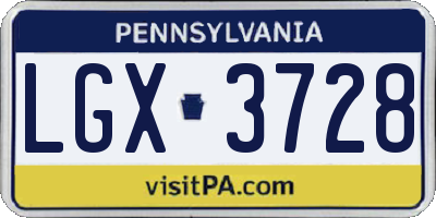 PA license plate LGX3728