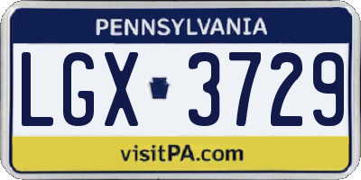 PA license plate LGX3729
