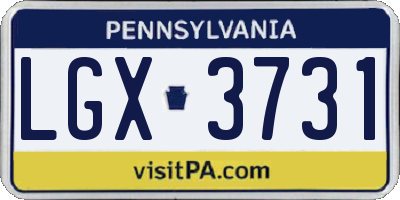 PA license plate LGX3731