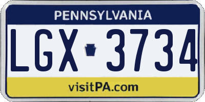 PA license plate LGX3734